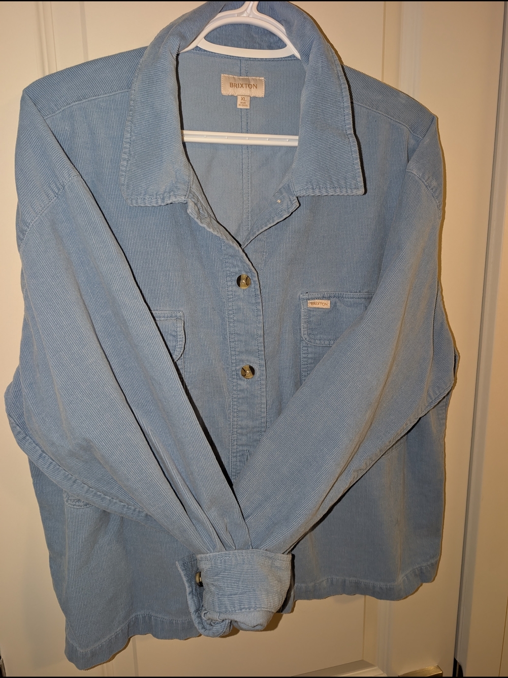 Brixton Light Blue Corduroy Button-Up Shirt Jacket